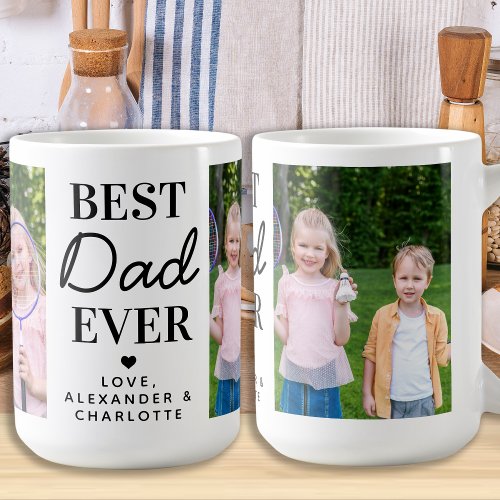 Best DAD Ever Personalized 2 Photo Fathers Day Coffee Mug