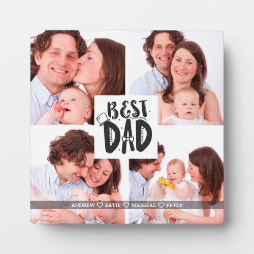 Best Dad Ever Personalized 4 Photo College gift Plaque