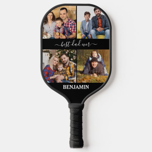 Best Dad Ever Personalized 4 Photos Fathers Day Pickleball Paddle