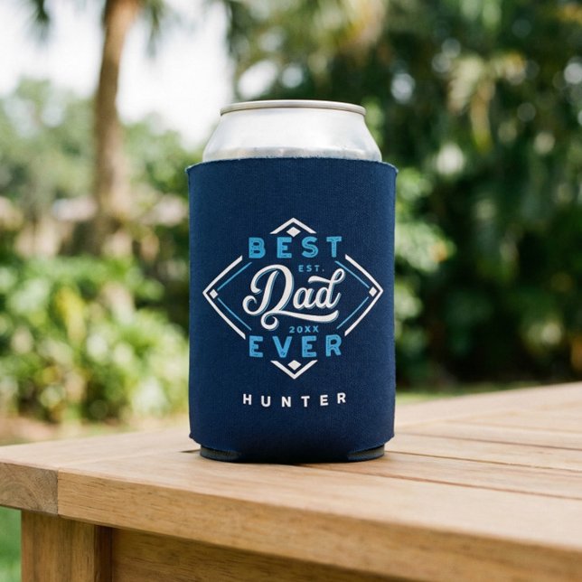 Best Dad Ever Personalized Baseball Gift For Dad Can Cooler (Best Dad Ever Personalized Baseball Gift For Dad Can Cooler)