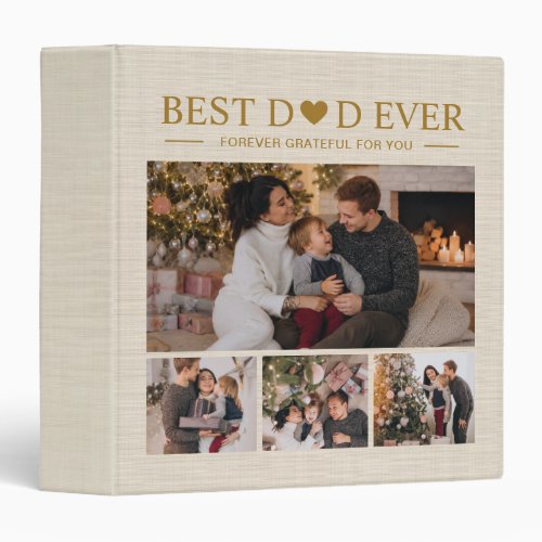 Best Dad Ever Personalized Beige Linen Photo Album 3 Ring Binder