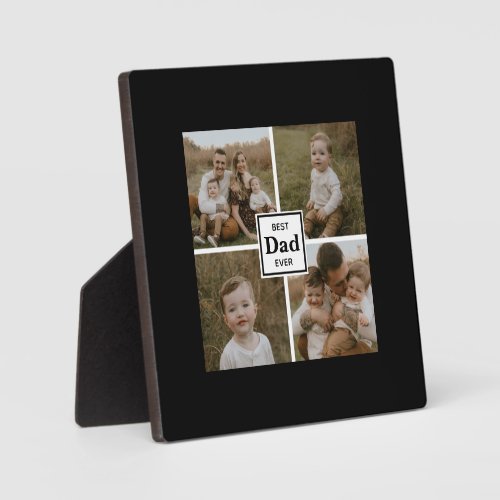 Best dad ever personalized black photo template plaque