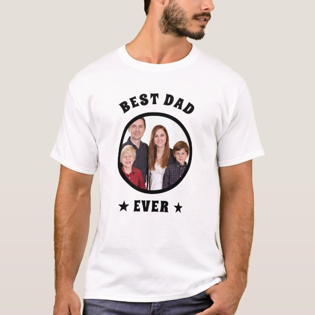 Best Dad Ever Personalized Custom Family Photo T-Shirt (Front)