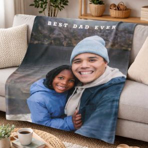 Best Dad Ever Personalized Family Photo Keepsake Fleece Blanket