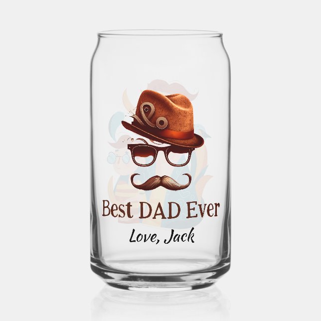 Best Dad Ever -  Personalized Father's Day Gift Can Glass (Back)