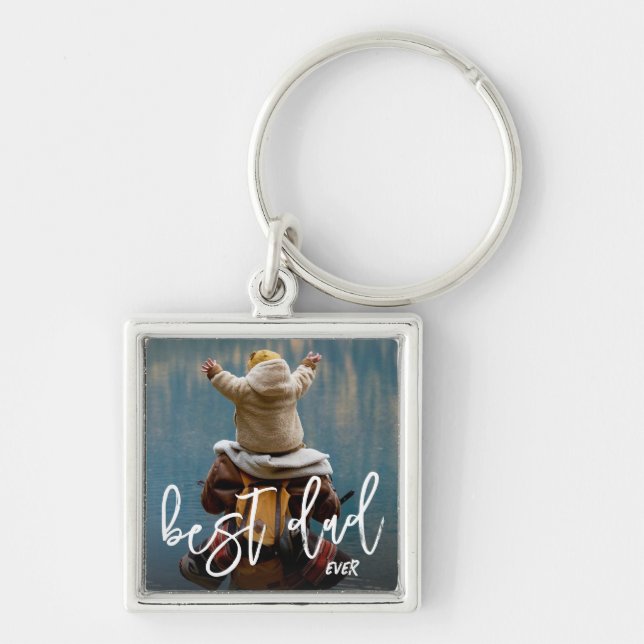 Best Dad Ever Personalized Father's Day Photo Keychain (Front)