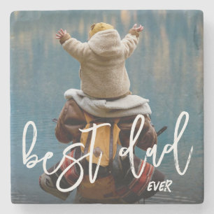 Best Dad Ever Personalized Father's Day Photo Stone Coaster