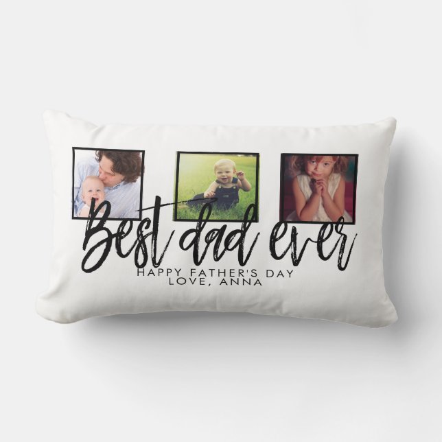 Best Dad Ever Personalized Gift for Fathers Day Lumbar Pillow (Front)