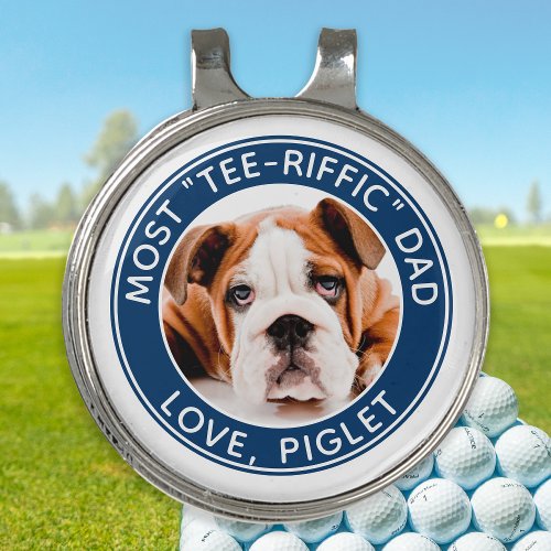 Best Dad Ever Personalized Golfer Pet Dog Photo Go Golf Hat Clip
