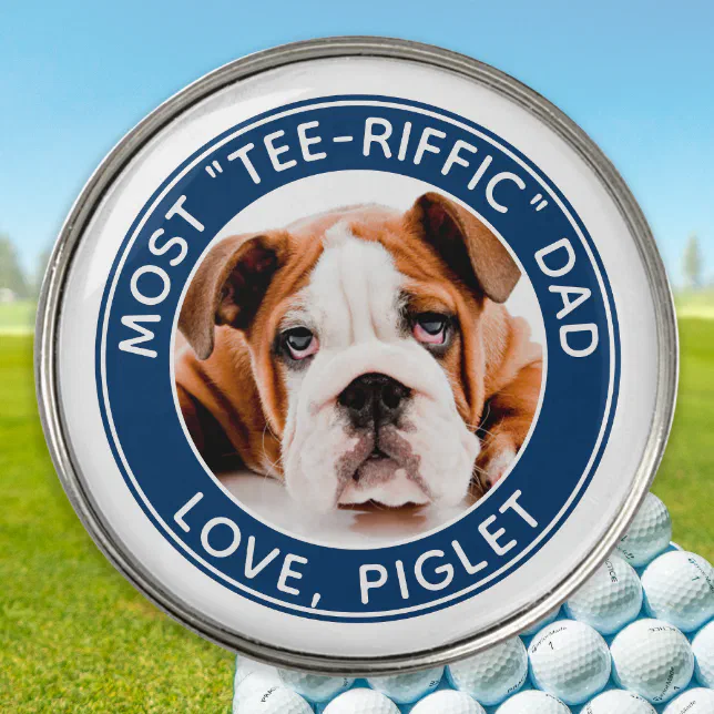 Best Dad Ever Personalized Golfer Pet Dog Photo Golf Ball Marker | Zazzle