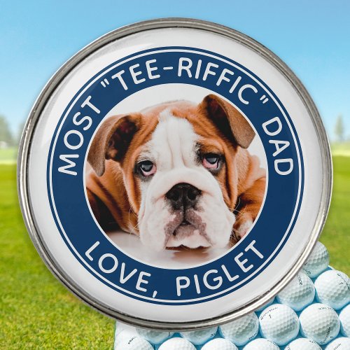 Best Dad Ever Personalized Golfer Pet Dog Photo Golf Ball Marker