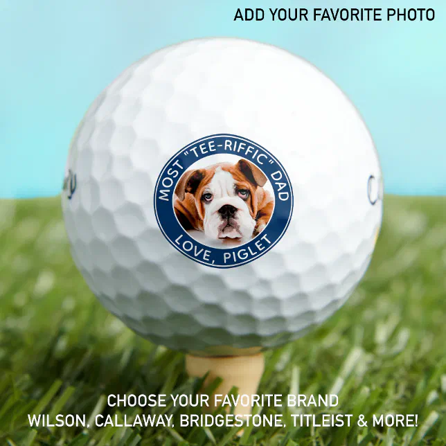 Best Dad Ever Personalized Golfer Pet Dog Photo Golf Balls Zazzle