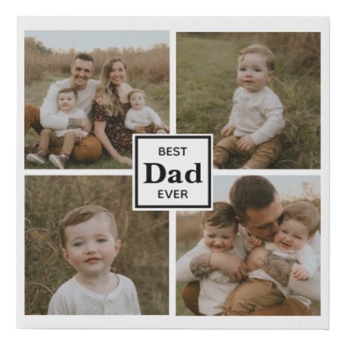 Best dad ever personalized minimalist photo  faux canvas print