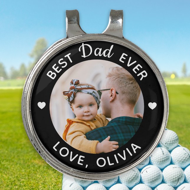 Best Dad Ever Personalized Modern Photo Golf Hat Clip (Creator Uploaded)