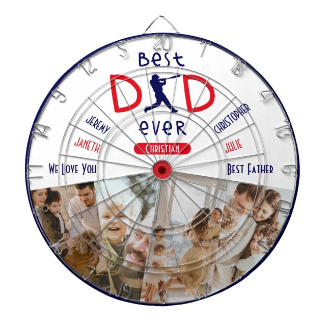 Best Dad Ever Personalized Name Photo Fathers Day Dart Board (Front)