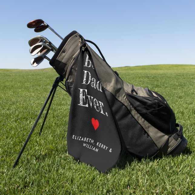 Best Dad Ever Personalized Names Golf Towel (Green)