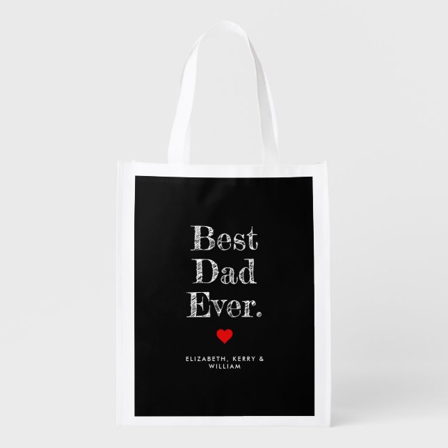 Best Dad Ever Personalized Names Grocery Bag (Front)