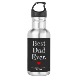 Best Dad Ever Personalized Names Stainless Steel Water Bottle