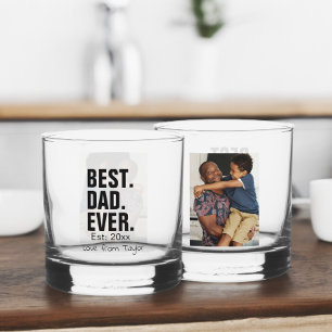 Best Dad Ever Personalized photo and text Whiskey Glass