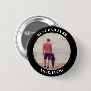 Best dad ever personalized photo black button