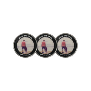 Best dad ever personalized photo black golf ball marker