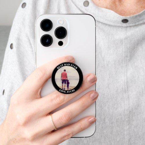 Best dad ever personalized photo black PopSocket