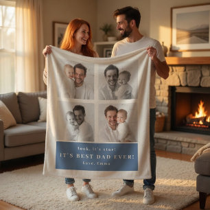 Best Dad Ever Personalized Photo Blanket Custom