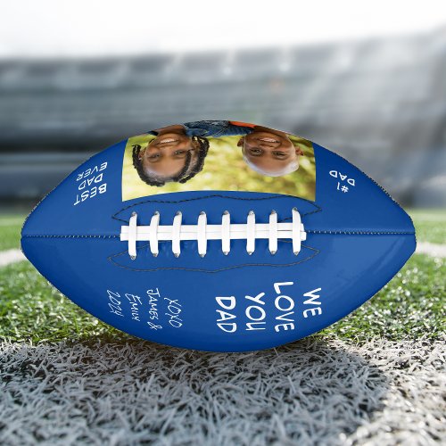 Best Dad Ever Personalized Photo Blue Football