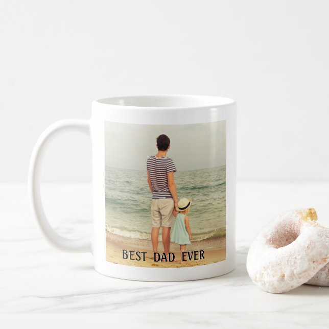 Best Dad Ever Personalized Photo  Coffee Mug (With Donut)