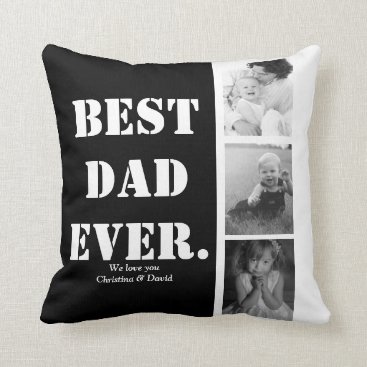 BEST DAD EVER Personalized Photo Collage Dad Gifts Throw Pillow