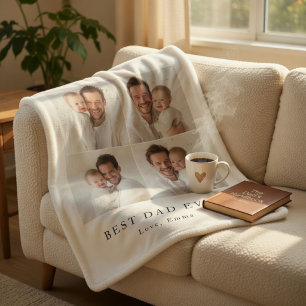 Best Dad Ever Personalized Photo Custom Sherpa Blanket