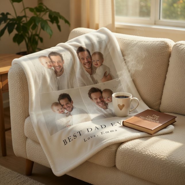 Best Dad Ever Personalized Photo | Custom  Sherpa Blanket (Creator Uploaded)