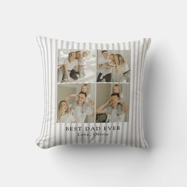 Best Dad Ever Personalized Photo | Custom Throw Pillow (Front)