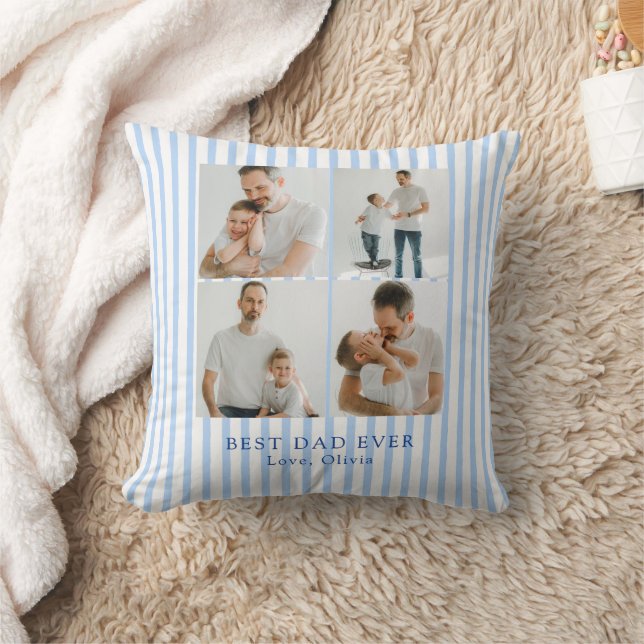 Best Dad Ever Personalized Photo | Custom Throw Pillow (Blanket)