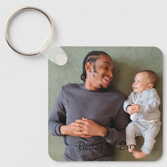 Best Dad Ever Personalized Photo Double Sided Keychain (Front)