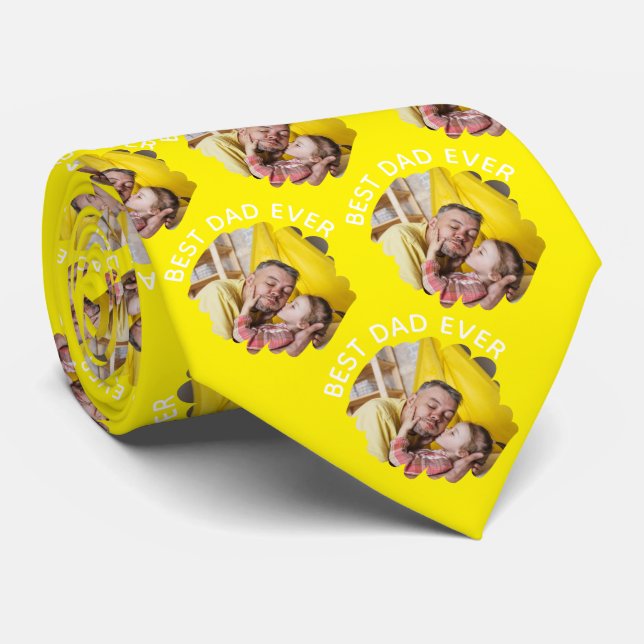 Best Dad Ever Personalized Photo Father's Day Neck Tie (Rolled)