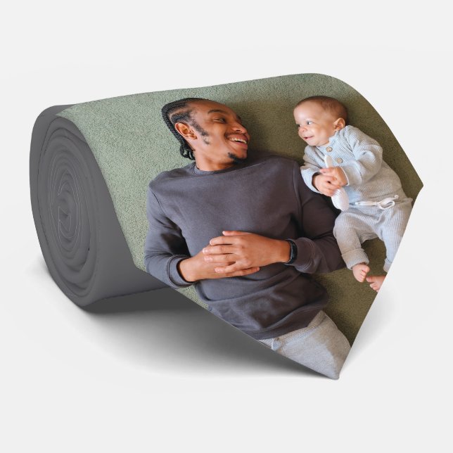 Best Dad Ever Personalized Photo Father's Day Neck Tie (Rolled)