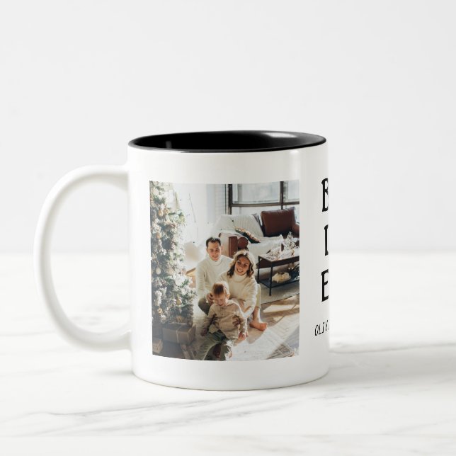 Best Dad Ever Personalized Photo Father's Day  Two-Tone Coffee Mug (Left)