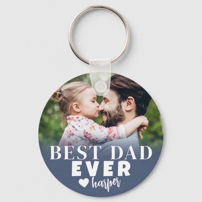 Best Dad Ever Personalized Photo Keychain (Front)