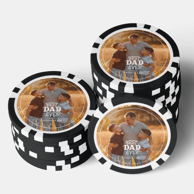 "Best Dad Ever" Personalized Photo Poker Chips (Stack)