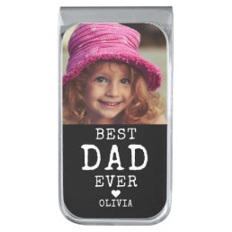 Best Dad Ever Personalized Photo Silver Finish Money Clip