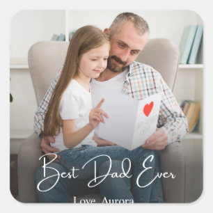 Best Dad Ever Personalized Photo Square Sticker
