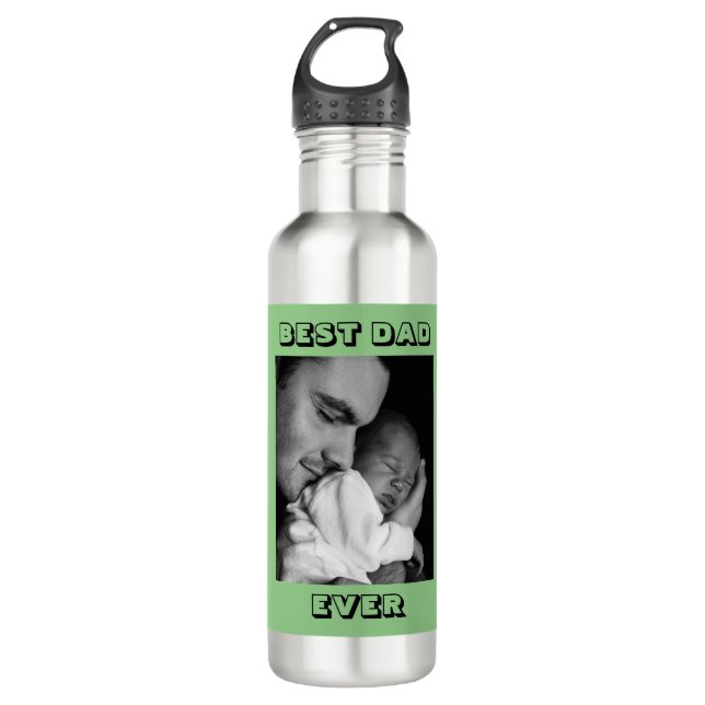 Best Dad Ever | Personalized Photo  Stainless Steel Water Bottle (Front)