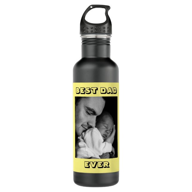 Best Dad Ever | Personalized Photo  Stainless Steel Water Bottle (Front)