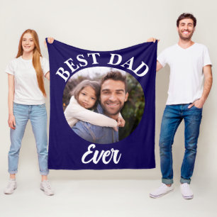 Best Dad Ever Personalized Photo Template Fleece Blanket