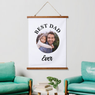 Best Dad Ever Personalized Photo Template Hanging Tapestry