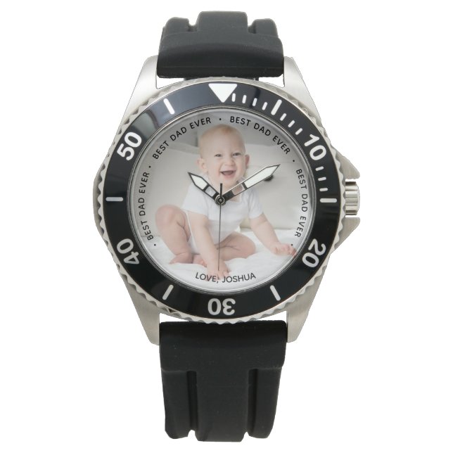 Best Dad Ever Personalized Photo Watch (Front)