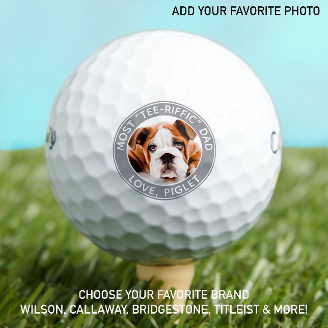 Best Dad Ever Pet Dog Photo Personalized Golf Balls (Creator Uploaded)
