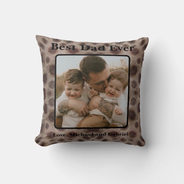 Best Dad Ever Petoskey Stone Michigan Great Lakes Throw Pillow (Front)