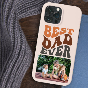 Best Dad Ever Photo and Groovy Retro Typography  iPhone 13 Pro Max Case